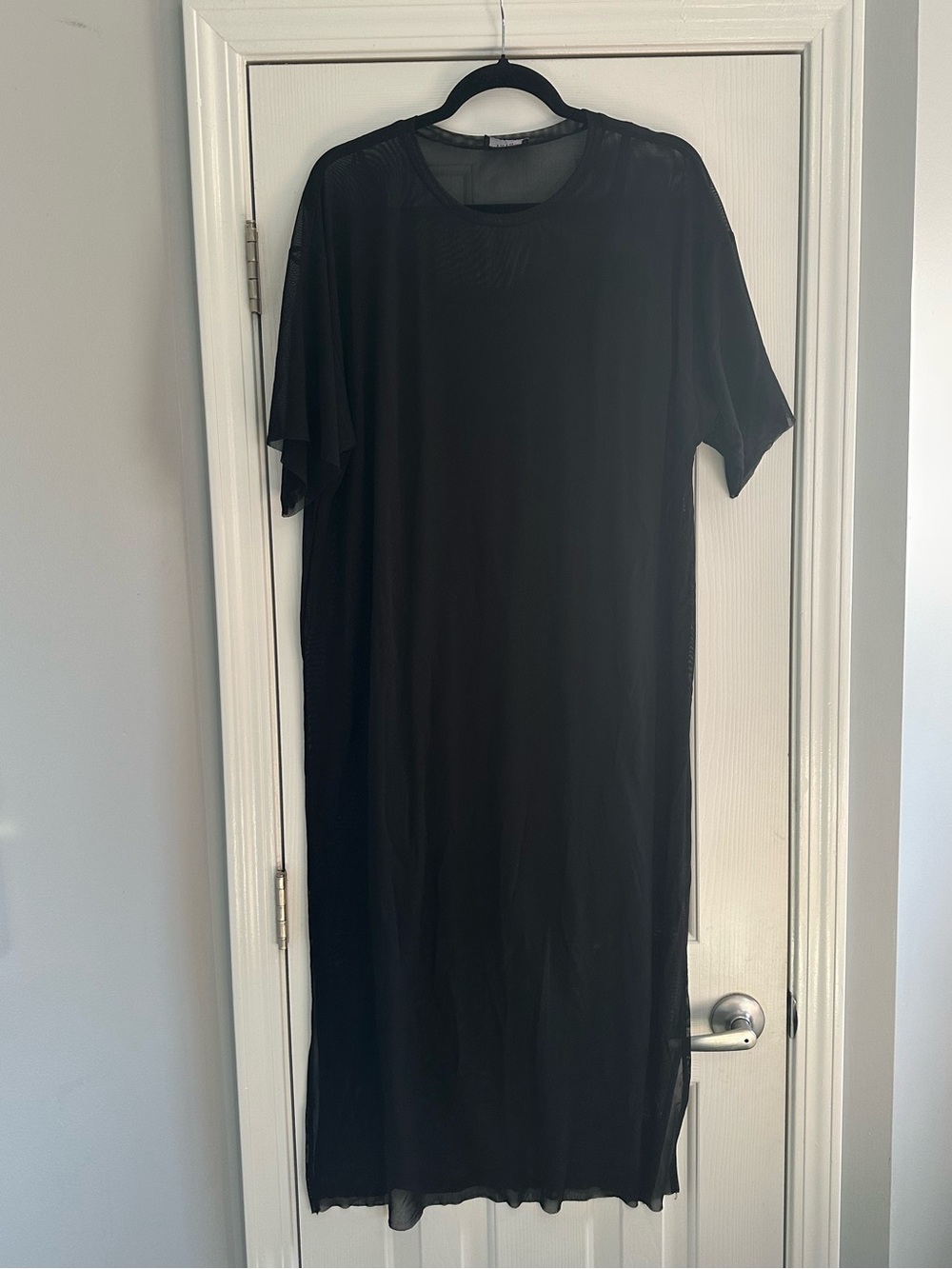 Lala Karma Oversized Black Sheer Mesh Midi Dress Cover-Up Size Medium NWOT - Picture 6 of 7